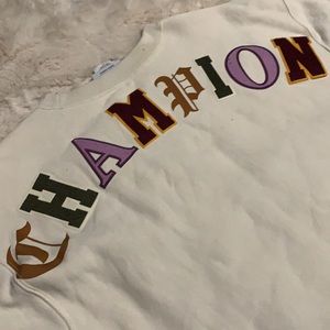 Champion-Cropped Patchwork Sweatshirt